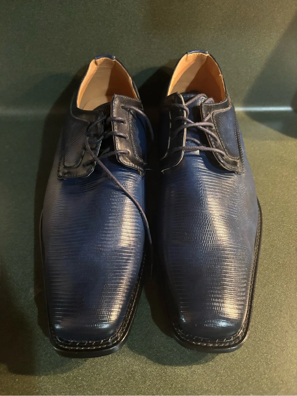 Men Dress Shoes Sq Toe Tie, Brand New NAVY & BLACK ANTONIO CERRELLI 6792 SZ 15W